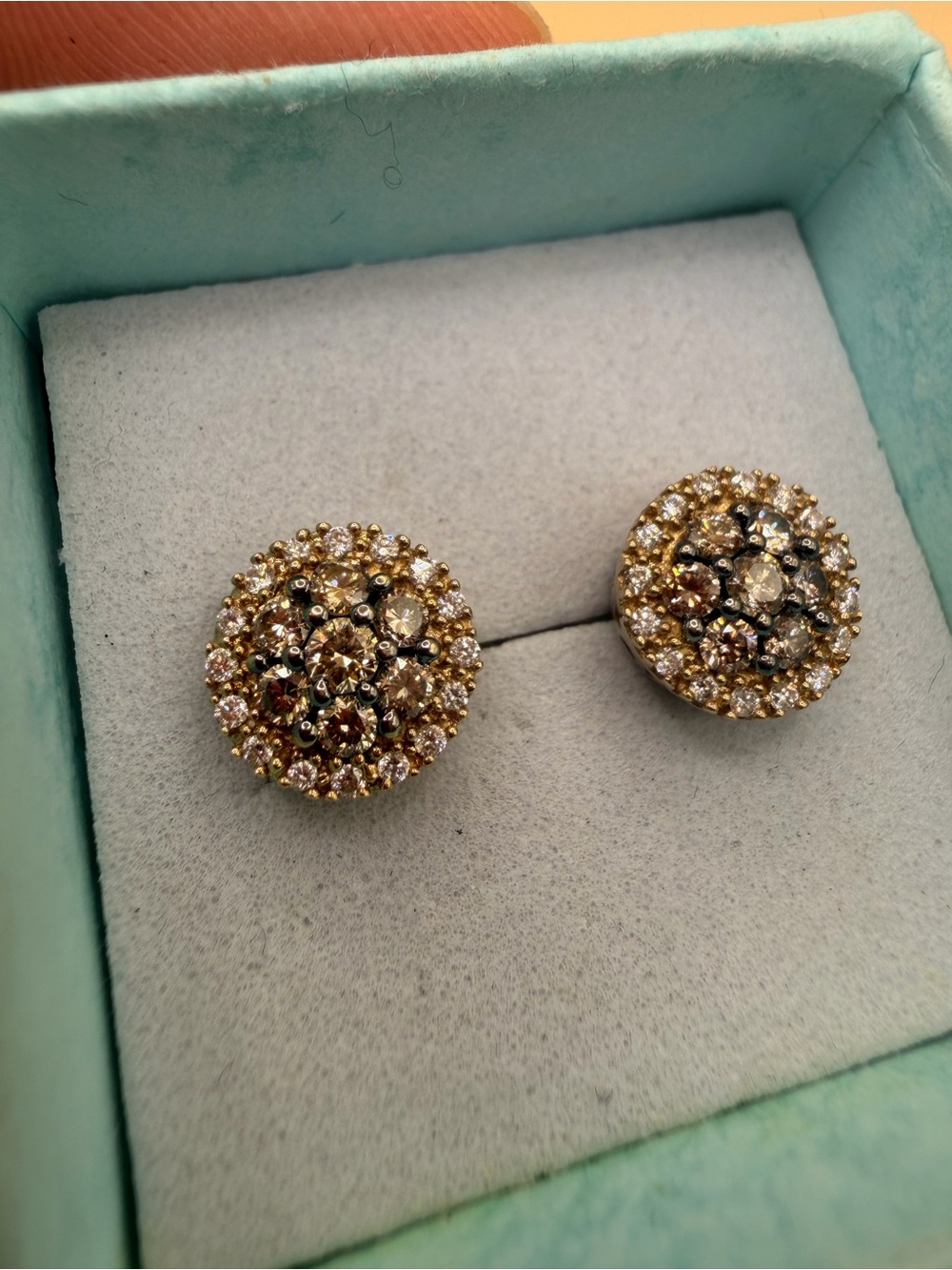 14k Yellow Gold Chocolate & White Diamond Le Vain Earrings
